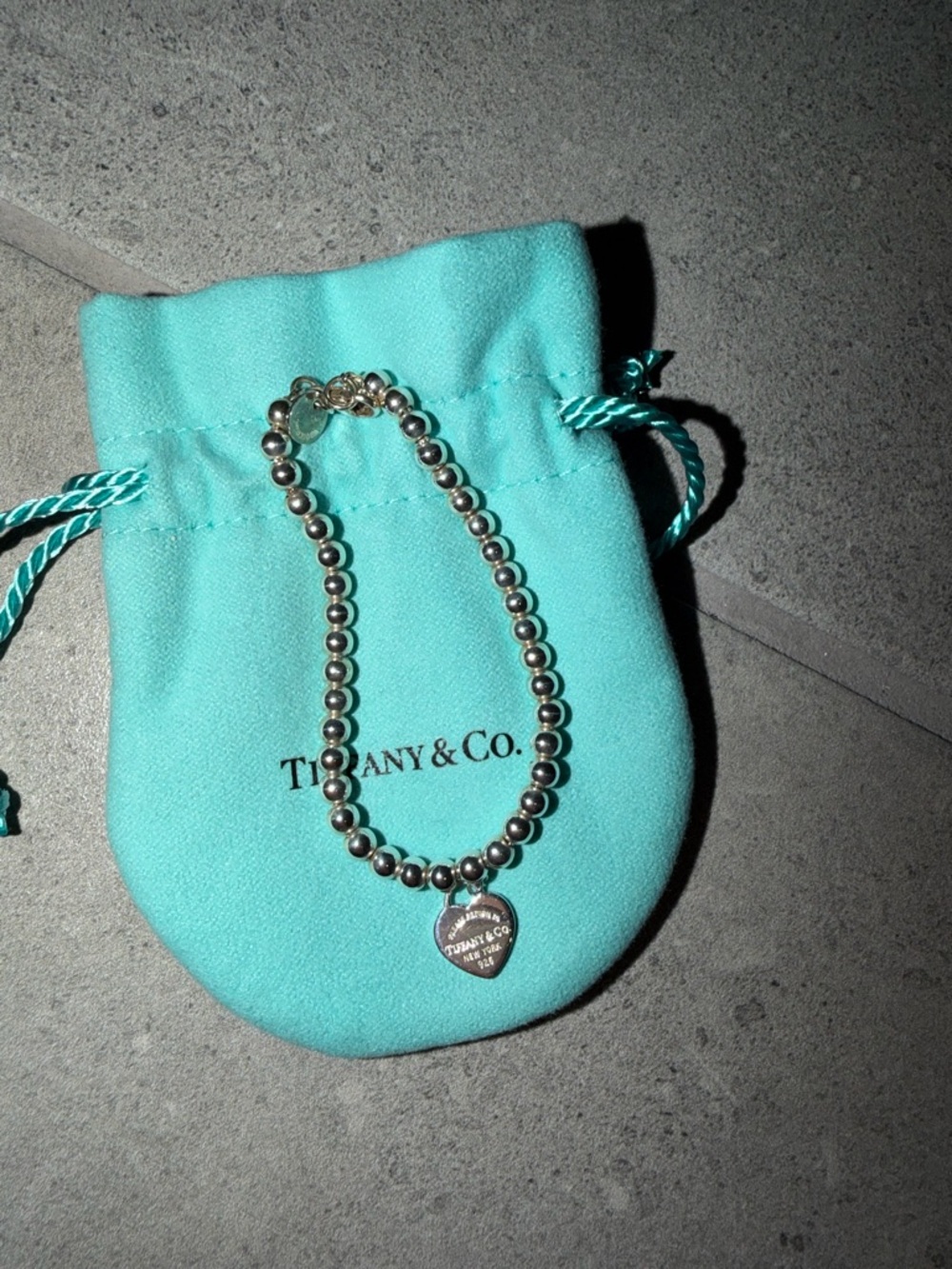 Tiffany & Co. Sterling Silver Return to Tiffany Heart Tag Bead Bracelet